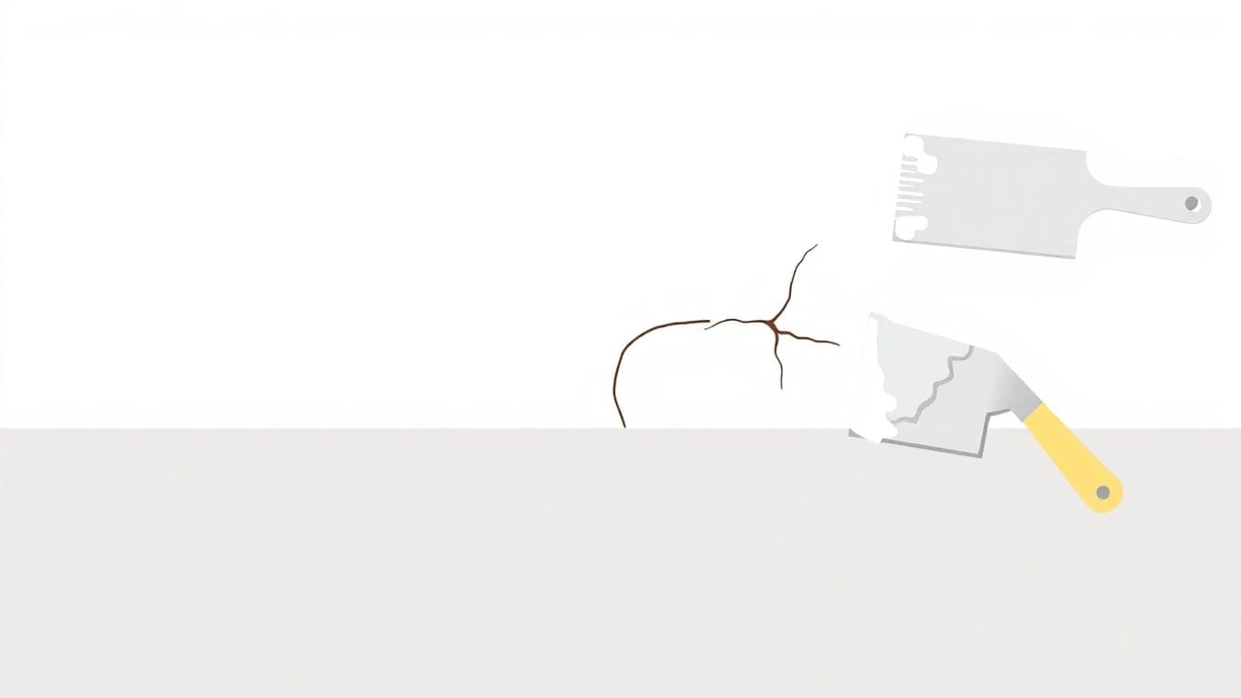 Vector illustration of repairing hairline cracks in plaster.