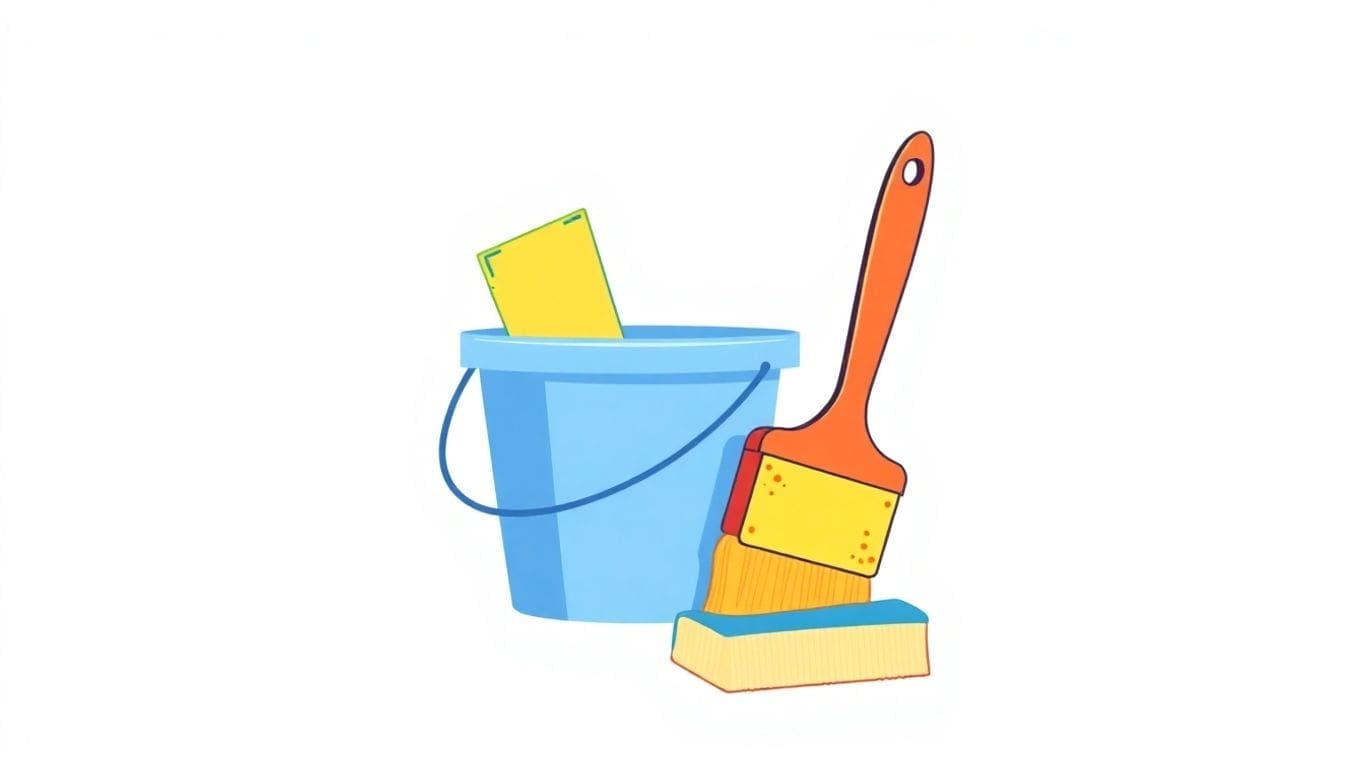 Vector illustration of DIY tools for water damage repair.