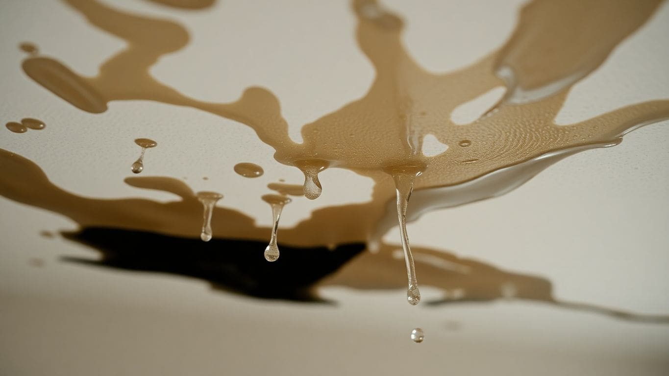 Close-up of water stains on a ceiling.