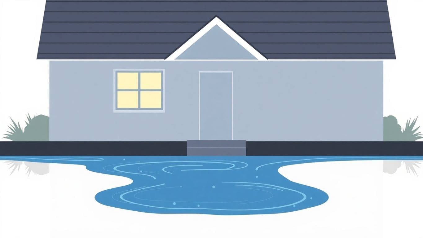 Vector illustration of a house with water damage.